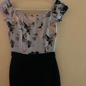 Soprano Black and White Floral Midi Dress